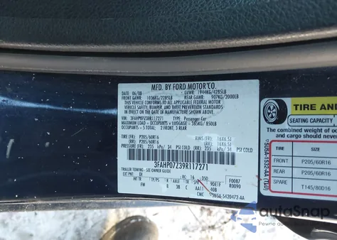 2009 Ford Fusion Se z USA, uszkodzony, nr VIN 3FAHP07Z39R117271